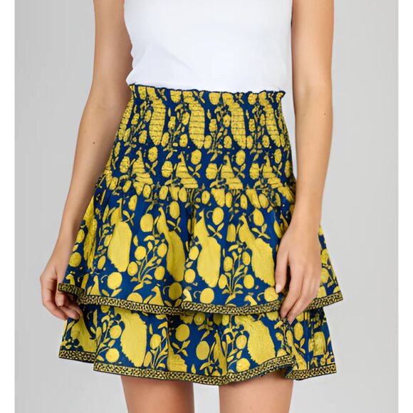 La Plage Dresses & Skirts - 2/$30 La Plage Palace Smocked Mini Skirt Navy Chartreuse Small